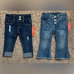 Wonder Nation Distressed Girl Denim Jeans 2 Pairs Size: 12 Months
